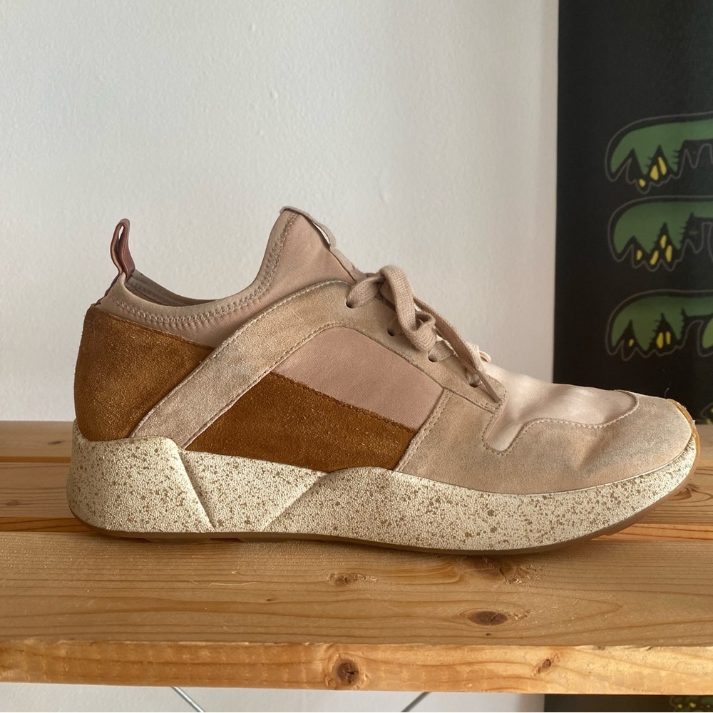 Vince Galvin Tan Pink Leather Suede Sneakers 8 - Picture 5 of 15